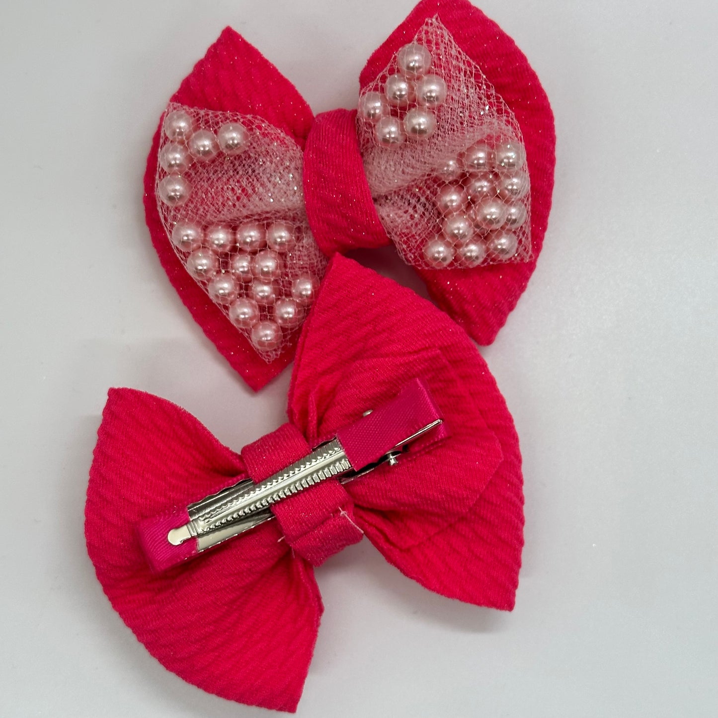 Sparkly Pink Pearl Bows