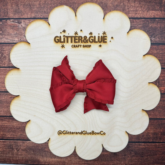 Red Ruffle Twisted Bow