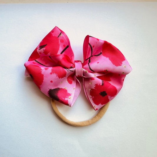 Nylon: Pink Peony Ribbon bow
