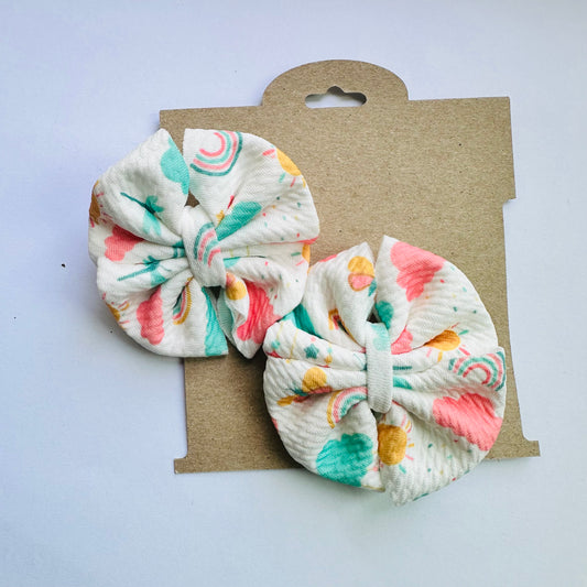 Mini Clips: white rainbow pinwheel clips