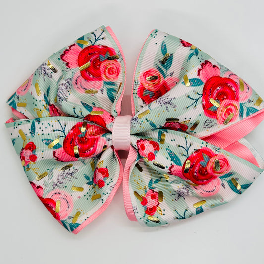 Large Clip: pink and blue floral