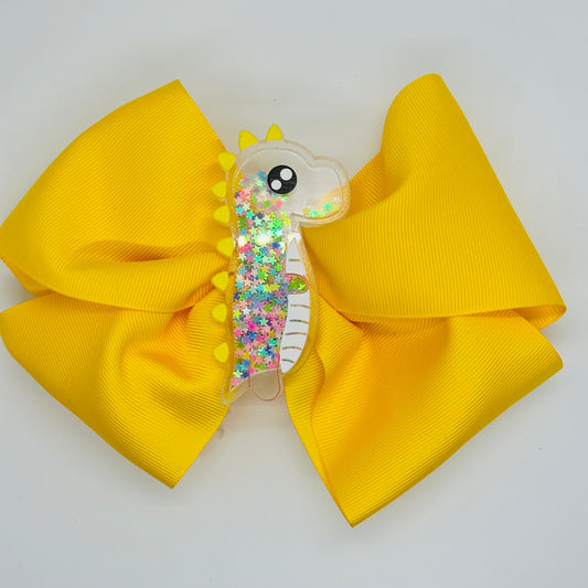 Large Clip: Yellow Dinosaur Shaker Bow